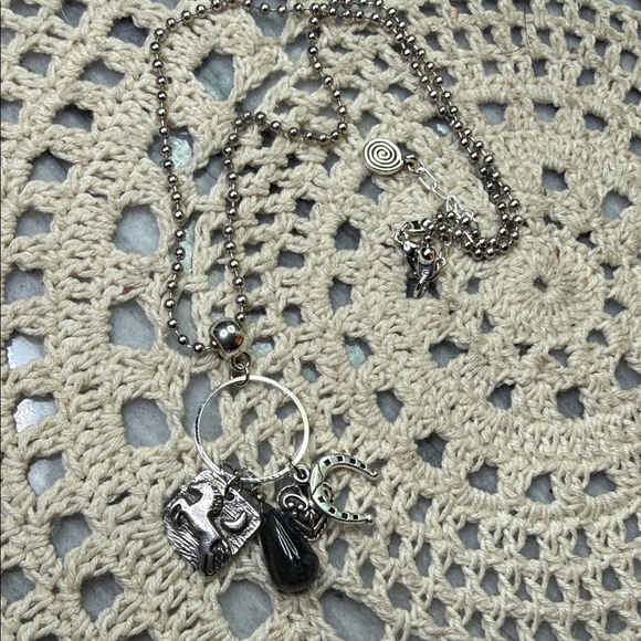 Jewelry - Silver horse, horseshoe,heart & labradorite Charm Necklace